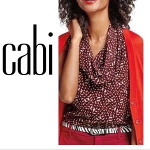 🚺 Cabi burgundy print cowl neck sleeveless top